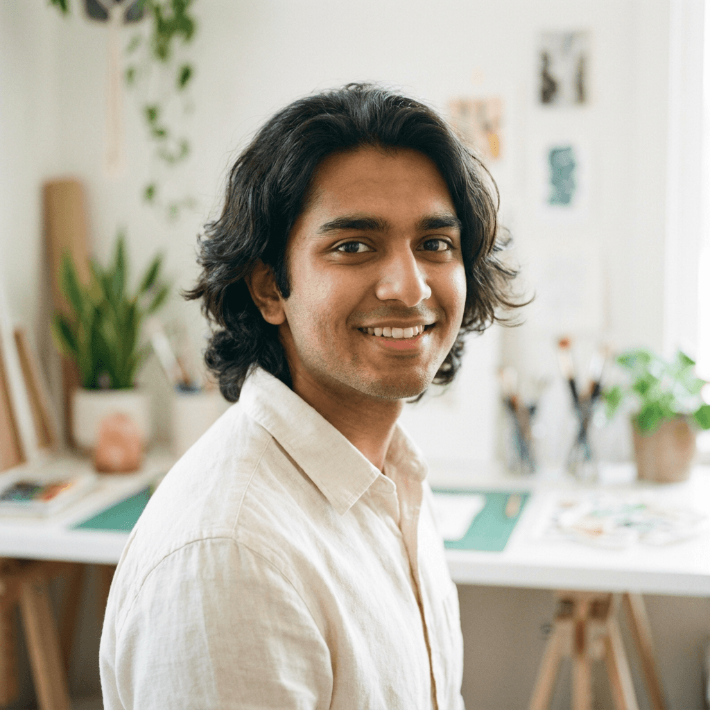 Jordan Reyes holding a worn hardcover book in natural window light